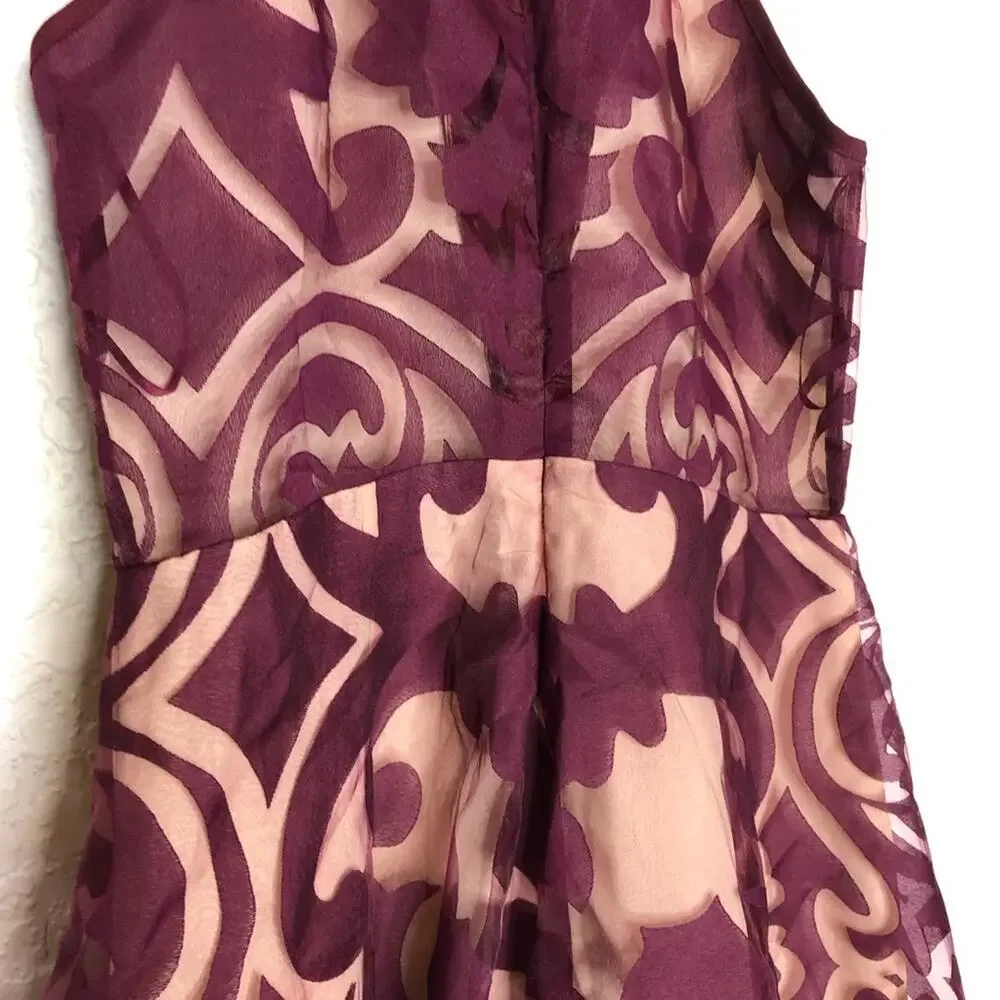 Keepsake Romantic Rebel maroon wine sheer overlay dress size Small